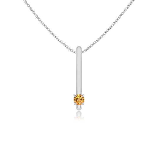 lab grown citrine round bar necklaces in white gold 