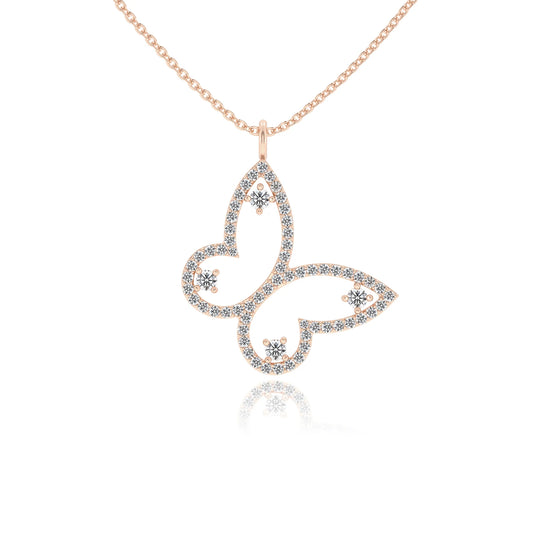 lab grown moissanite round infinity necklaces in rose gold 