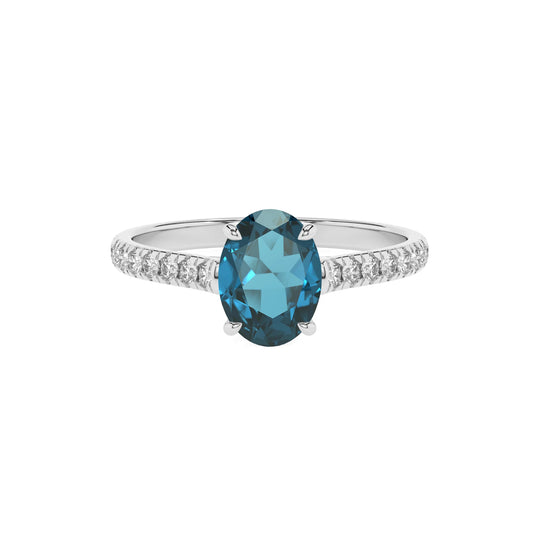 natural london-blue-topaz oval half eternity solitaire engagement rings in sterling silver 
