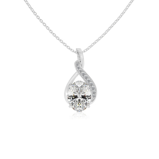 lab grown moissanite oval solitaire necklaces in sterling silver 