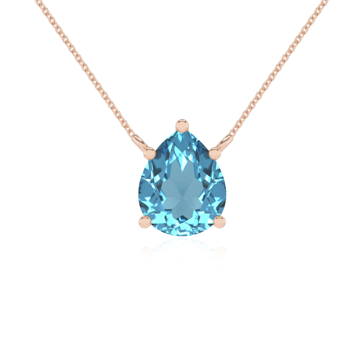 natural swiss-blue-topaz pear solitaire necklaces in rose gold 