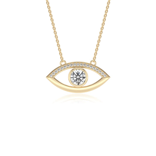 lab grown moissanite round solitaire necklaces in yellow gold 