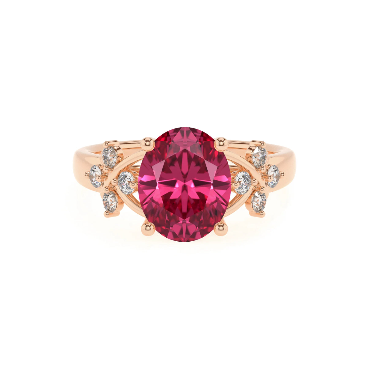 lab grown pink-tourmaline oval solitaire rings in rose gold 