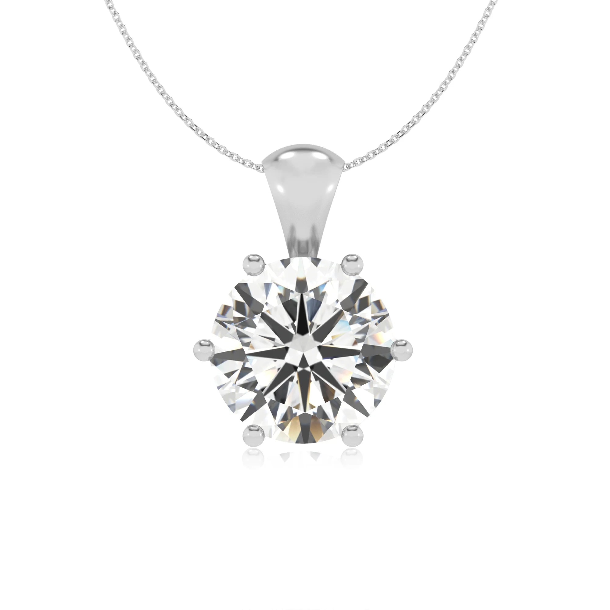 lab grown moissanite round solitaire necklaces in platinum 