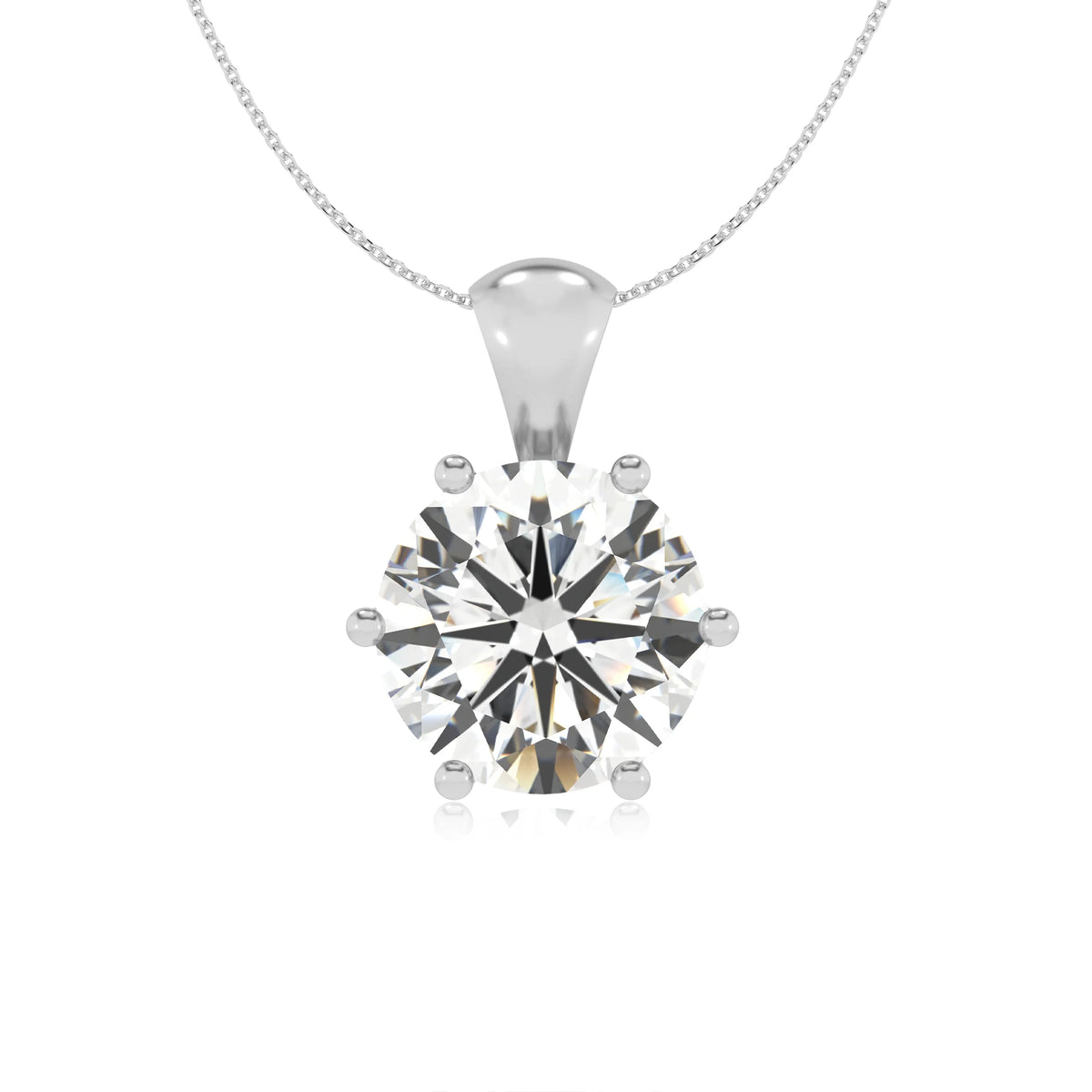 lab grown moissanite round solitaire necklaces in platinum 