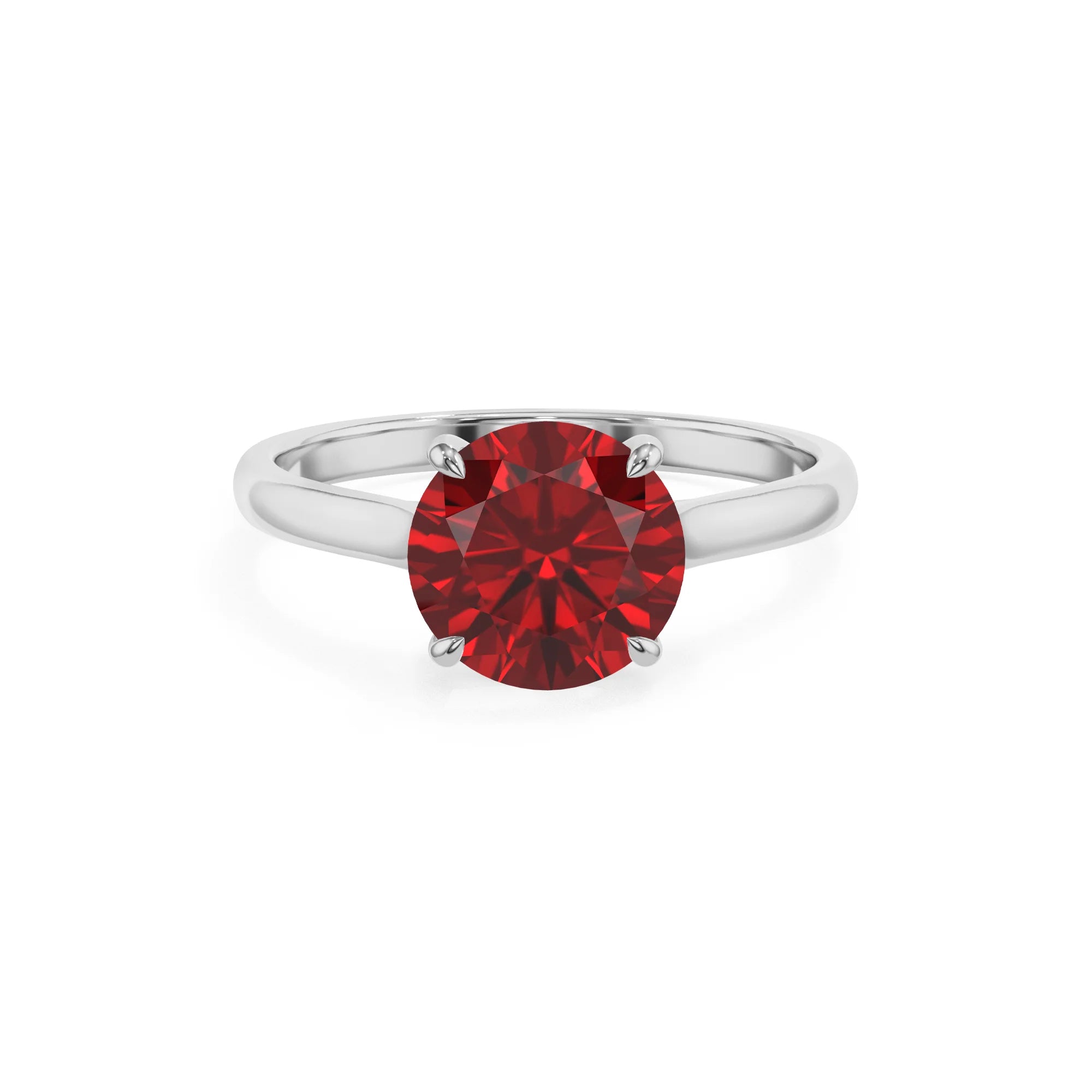 lab grown ruby round solitaire rings in white gold 