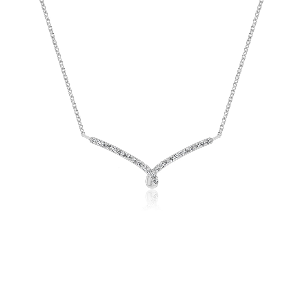 lab grown diamond round bar v-bale necklaces in sterling silver 