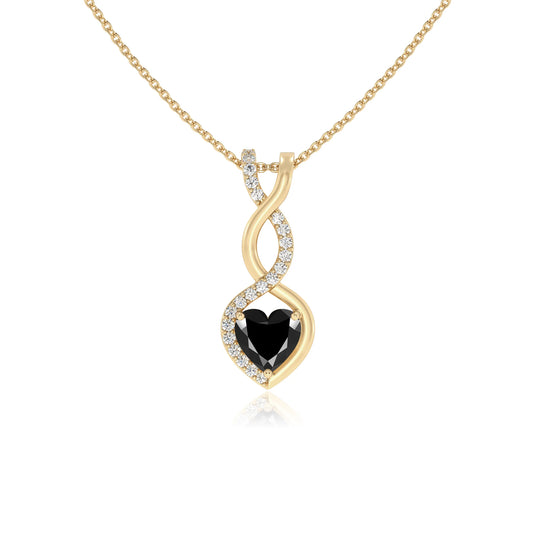 natural black-onyx heart infinity necklaces in yellow gold 