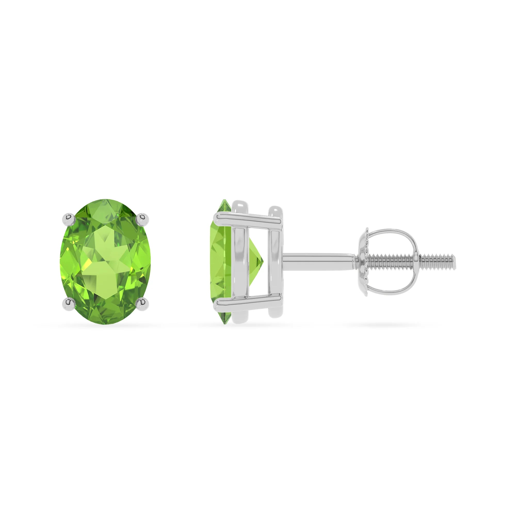 natural peridot oval stud earrings in sterling silver 