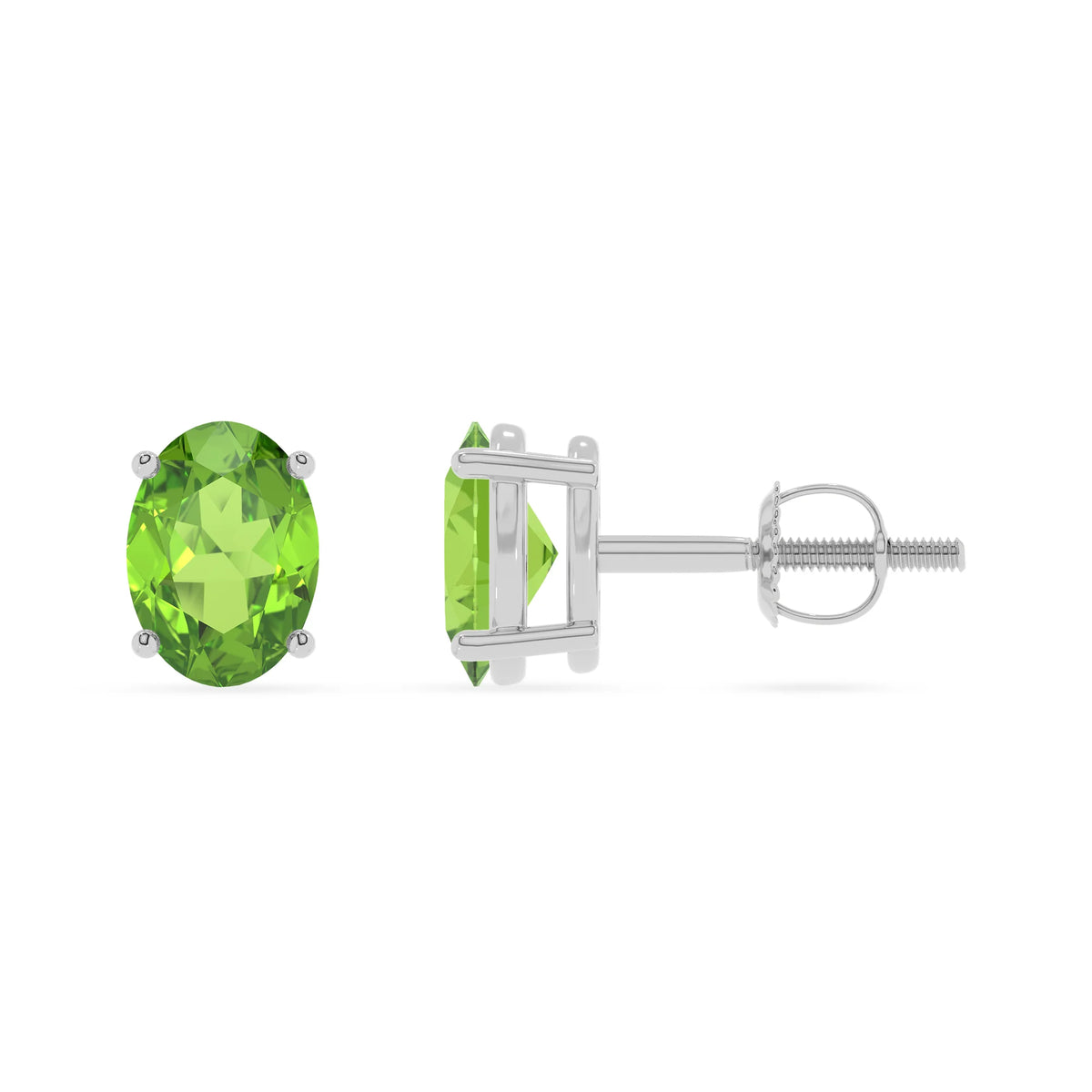 natural peridot oval stud earrings in sterling silver 