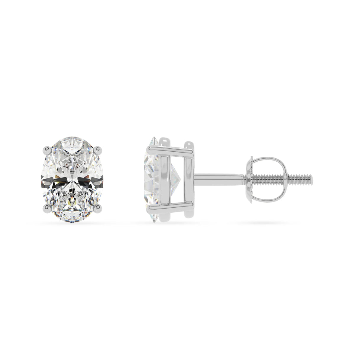 lab grown moissanite oval stud earrings in platinum 