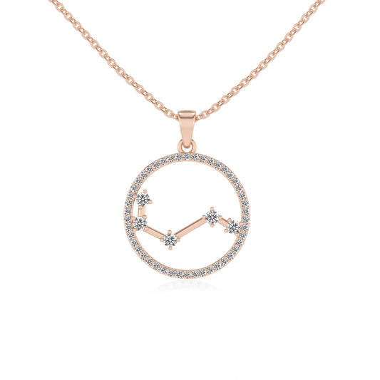 lab grown moissanite round necklaces in rose gold 