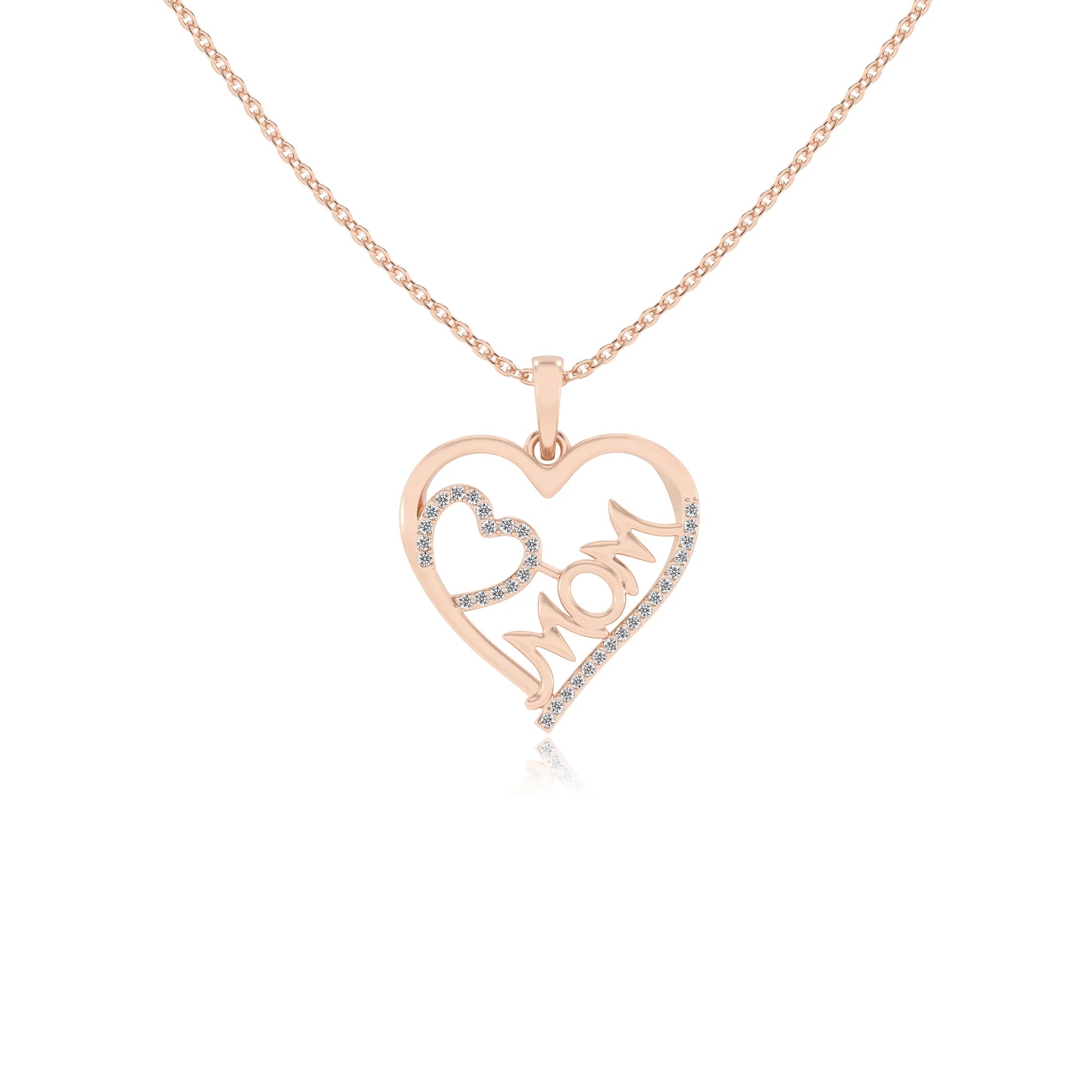 lab grown moissanite round necklaces in rose gold 
