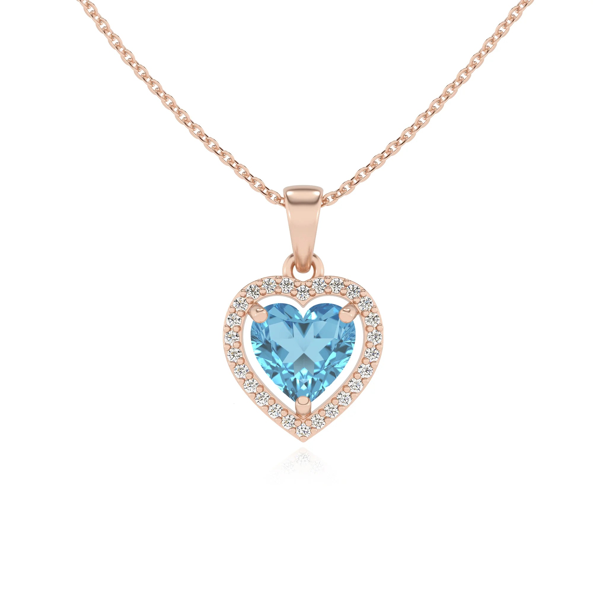 natural swiss-blue-topaz heart solitaire necklaces in rose gold 