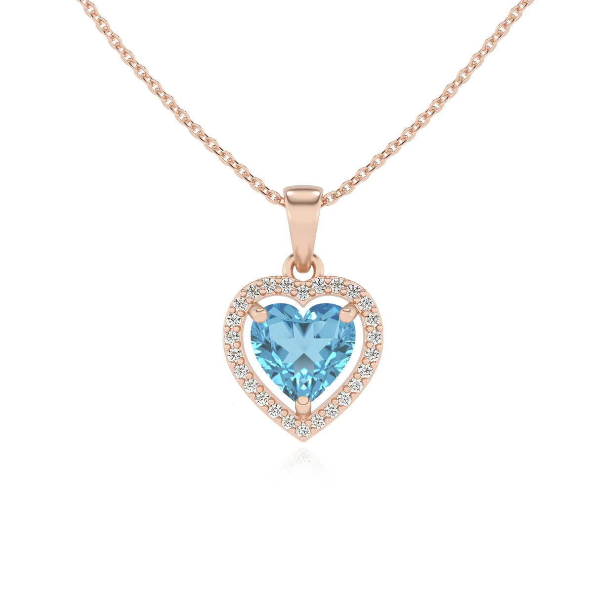 natural swiss-blue-topaz heart solitaire necklaces in rose gold 