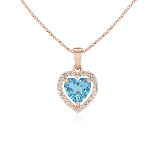 natural swiss-blue-topaz heart solitaire necklaces in rose gold 