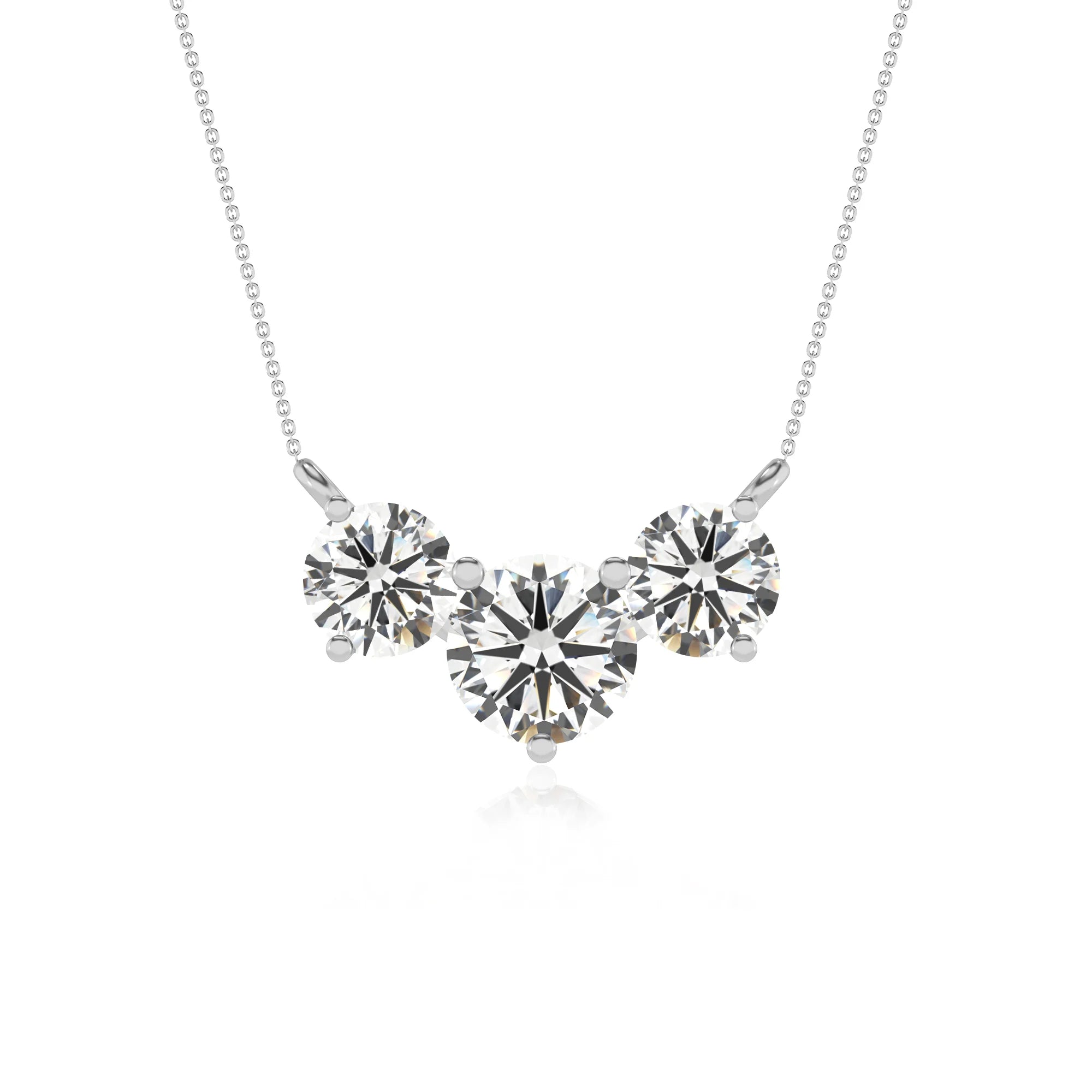lab grown moissanite round solitaire v-bale necklaces in platinum 