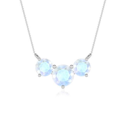 natural rainbow-moonstone round solitaire v-bale necklaces in sterling silver 