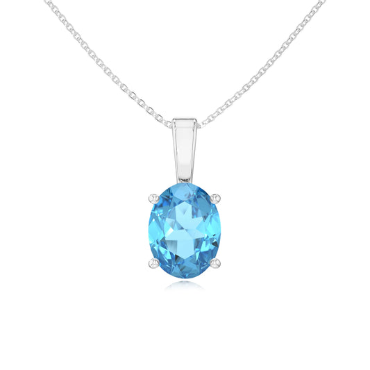 natural swiss-blue-topaz oval solitaire necklaces in white gold 