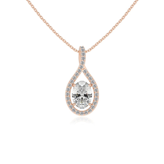 lab grown moissanite oval solitaire necklaces in rose gold 