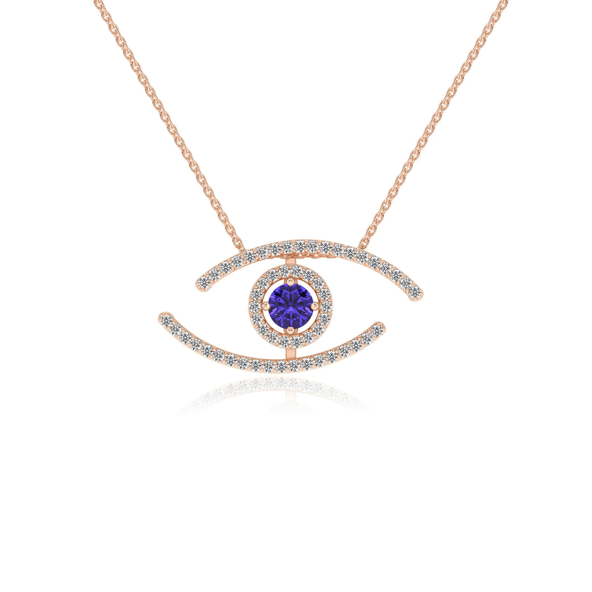 lab grown tanzanite round solitaire necklaces in rose gold 