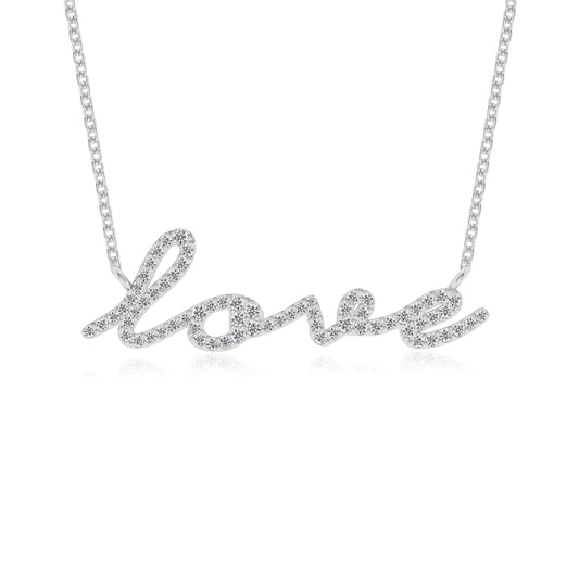 lab grown moissanite round infinity necklaces in white gold 