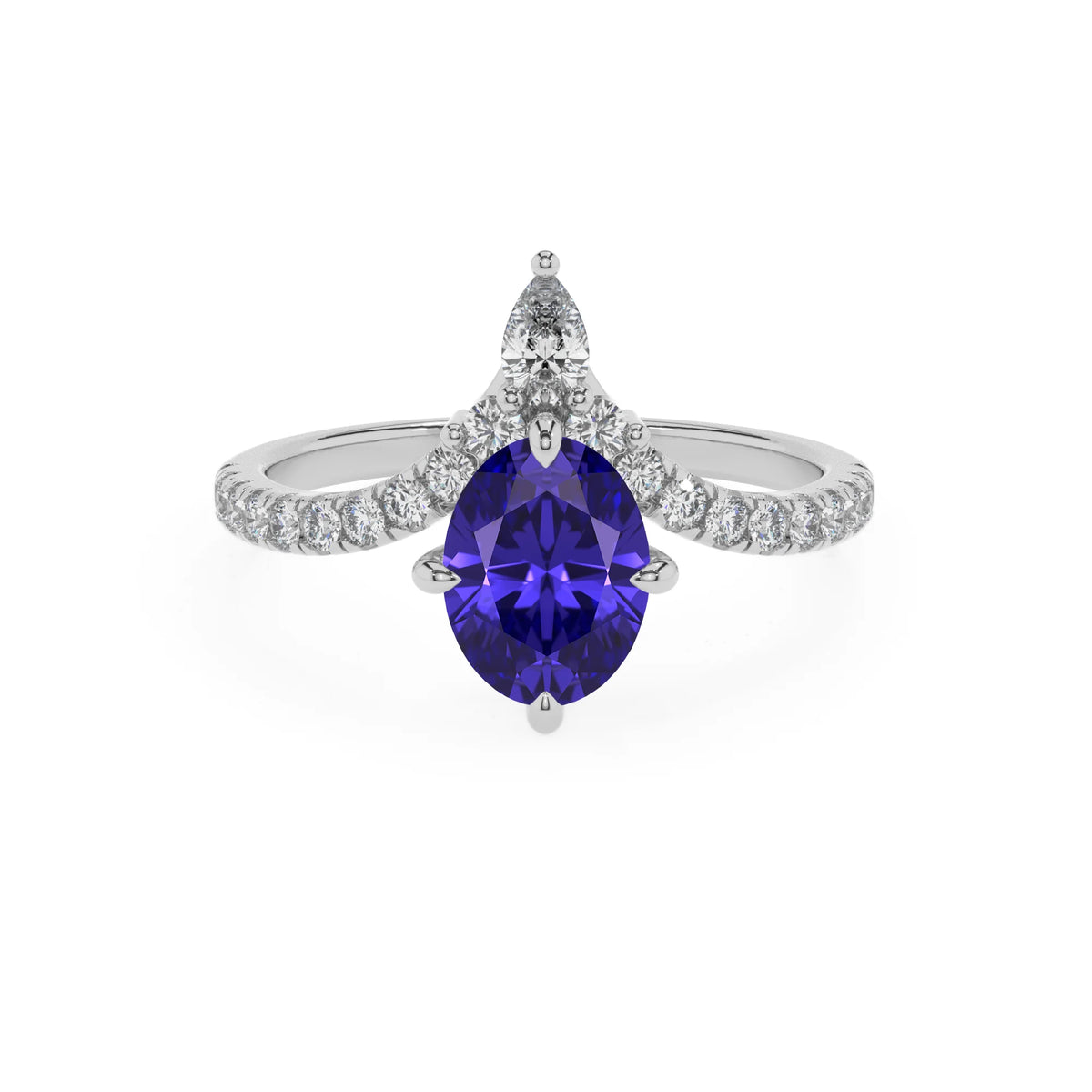 lab grown tanzanite oval solitaire rings in sterling silver 