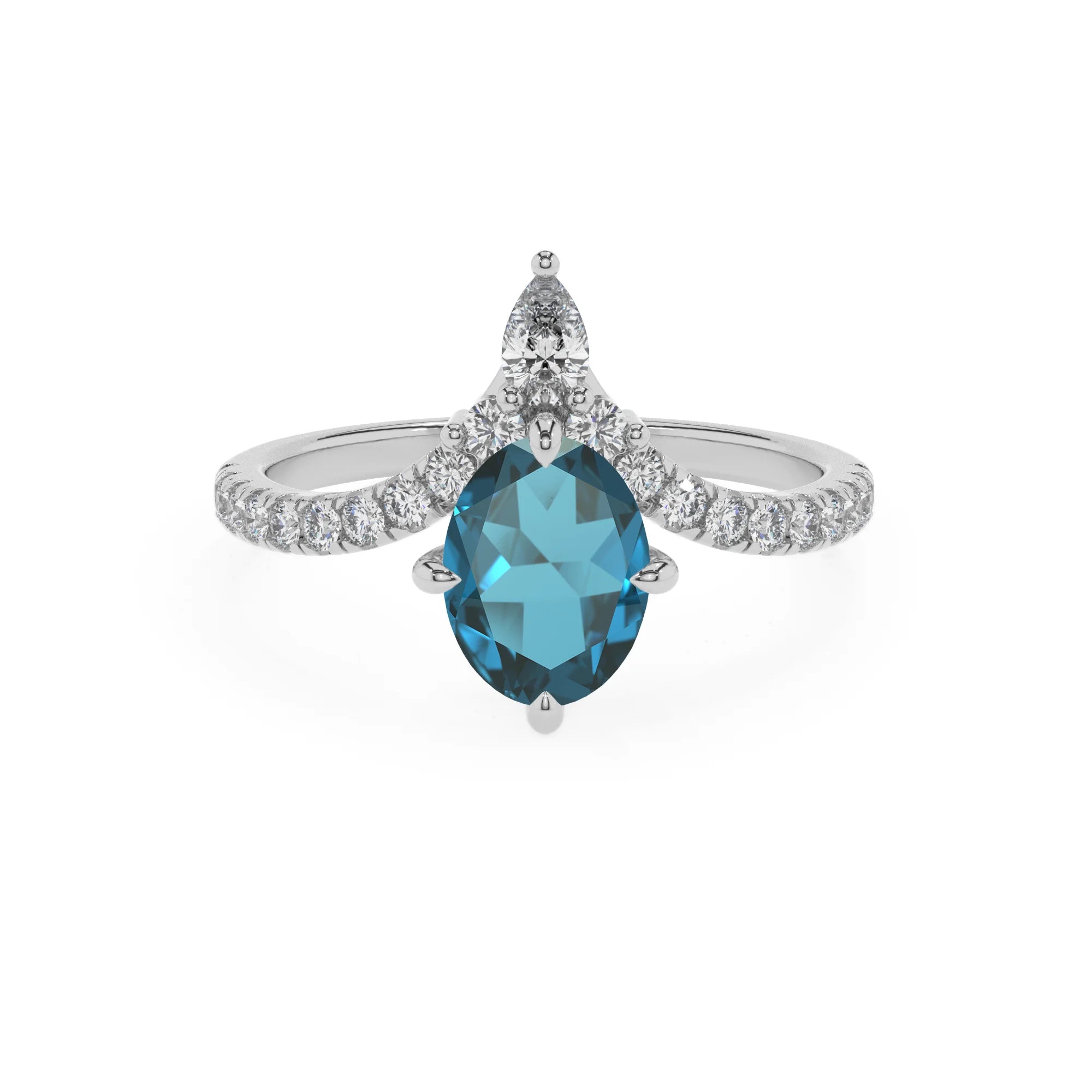 natural london-blue-topaz oval solitaire rings in platinum 