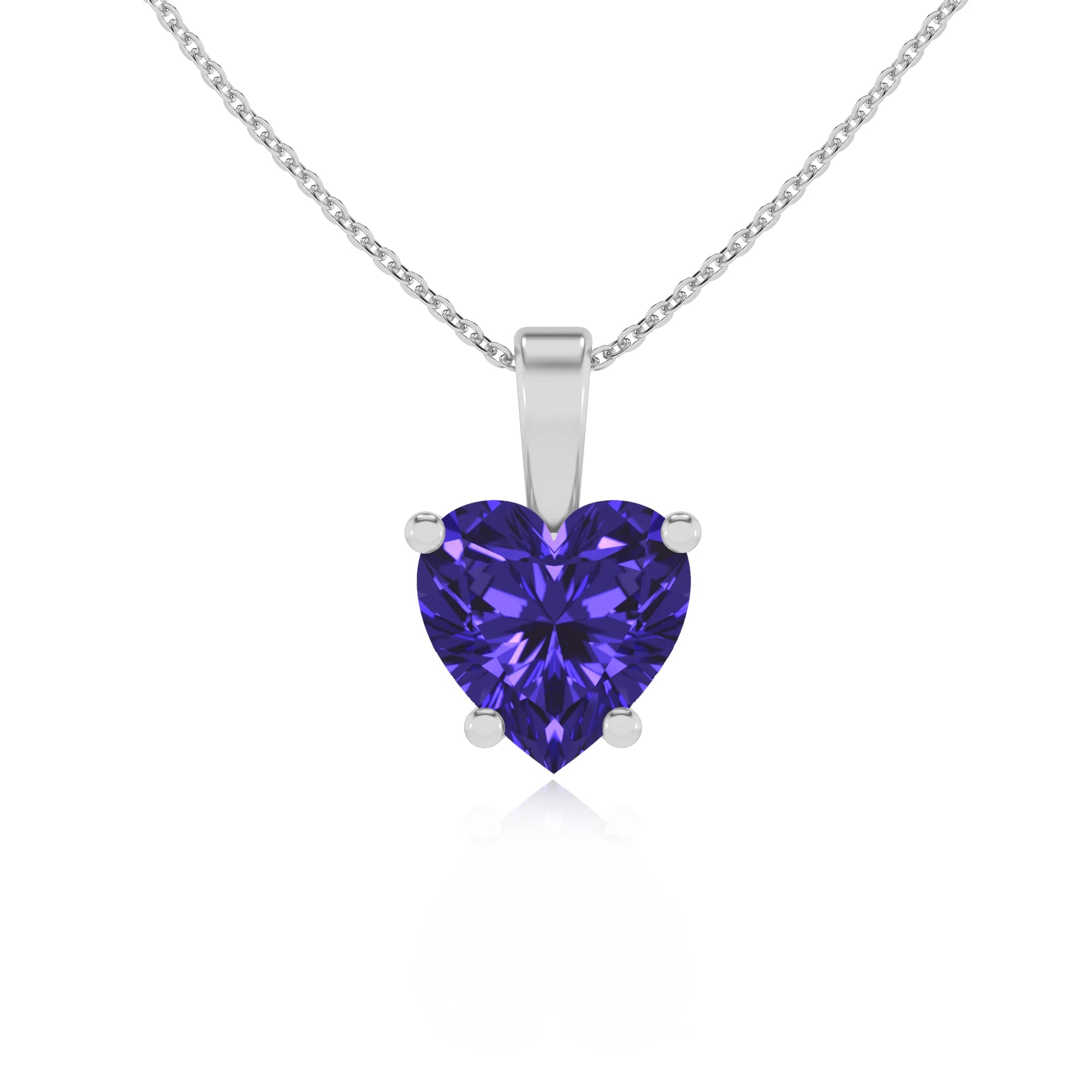 lab grown tanzanite heart solitaire necklaces in platinum 