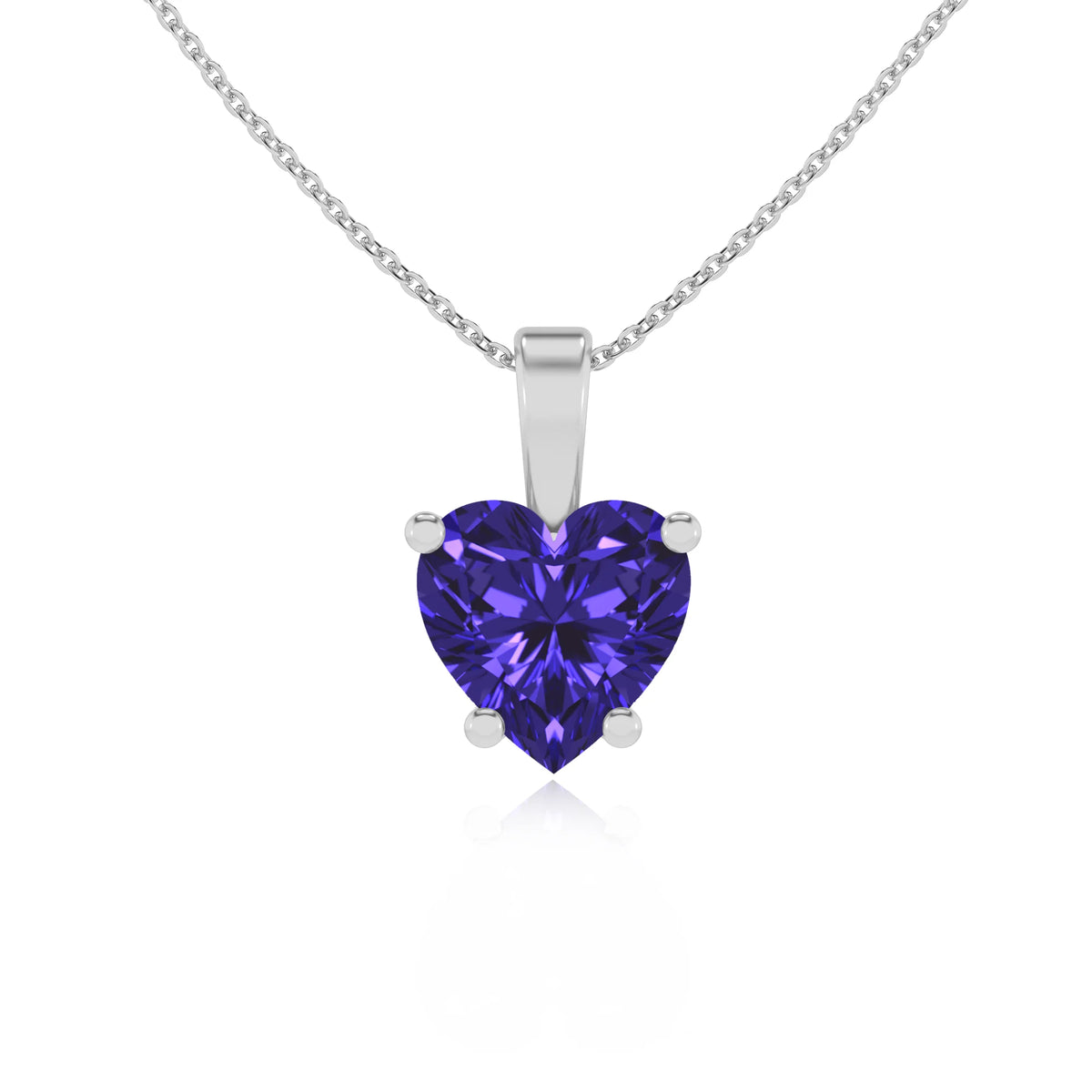 lab grown tanzanite heart solitaire necklaces in platinum 