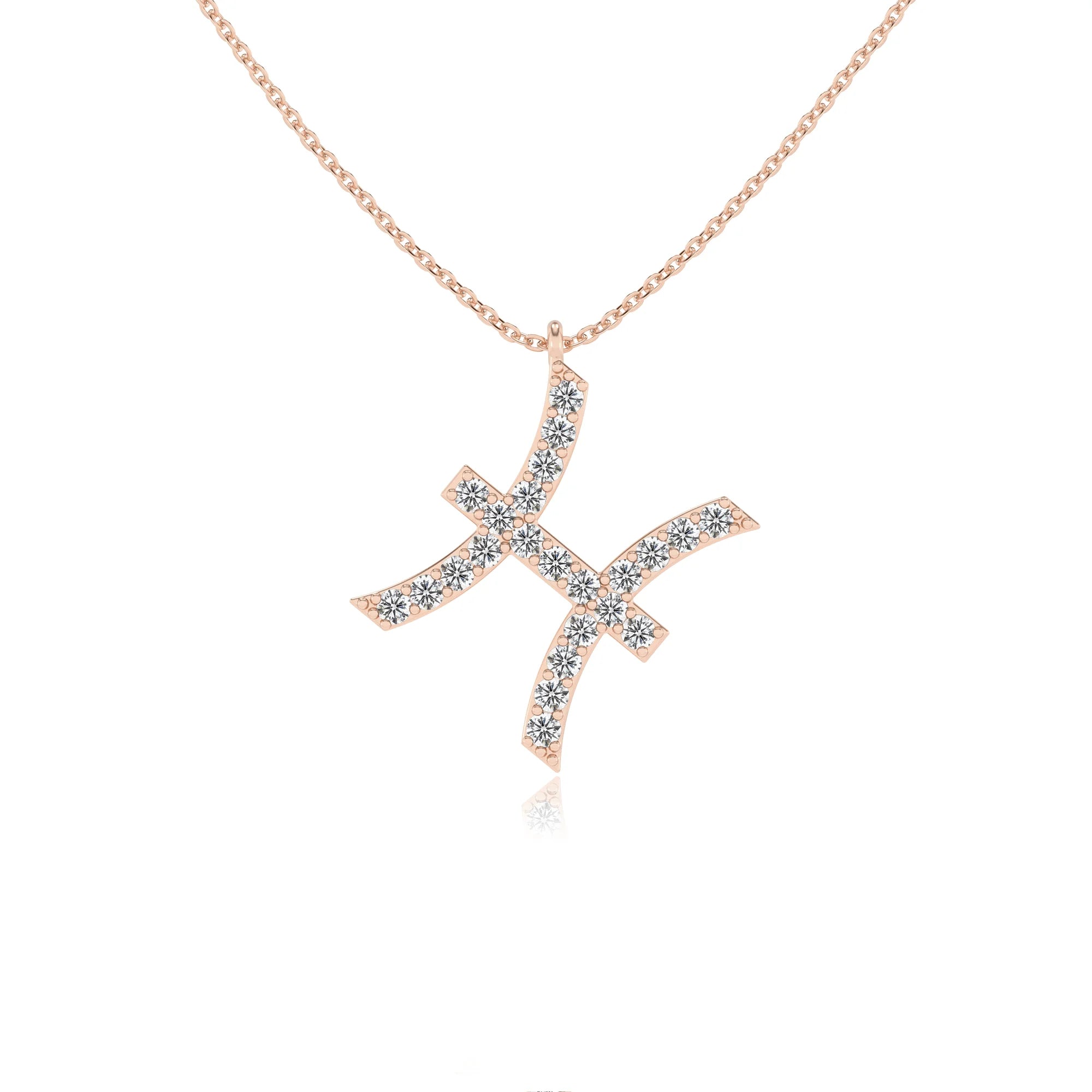 lab grown moissanite round necklaces in rose gold 
