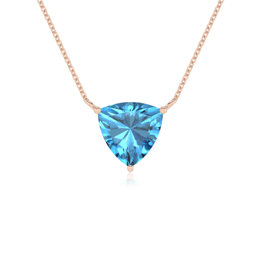 natural swiss-blue-topaz trillion solitaire necklaces in rose gold 