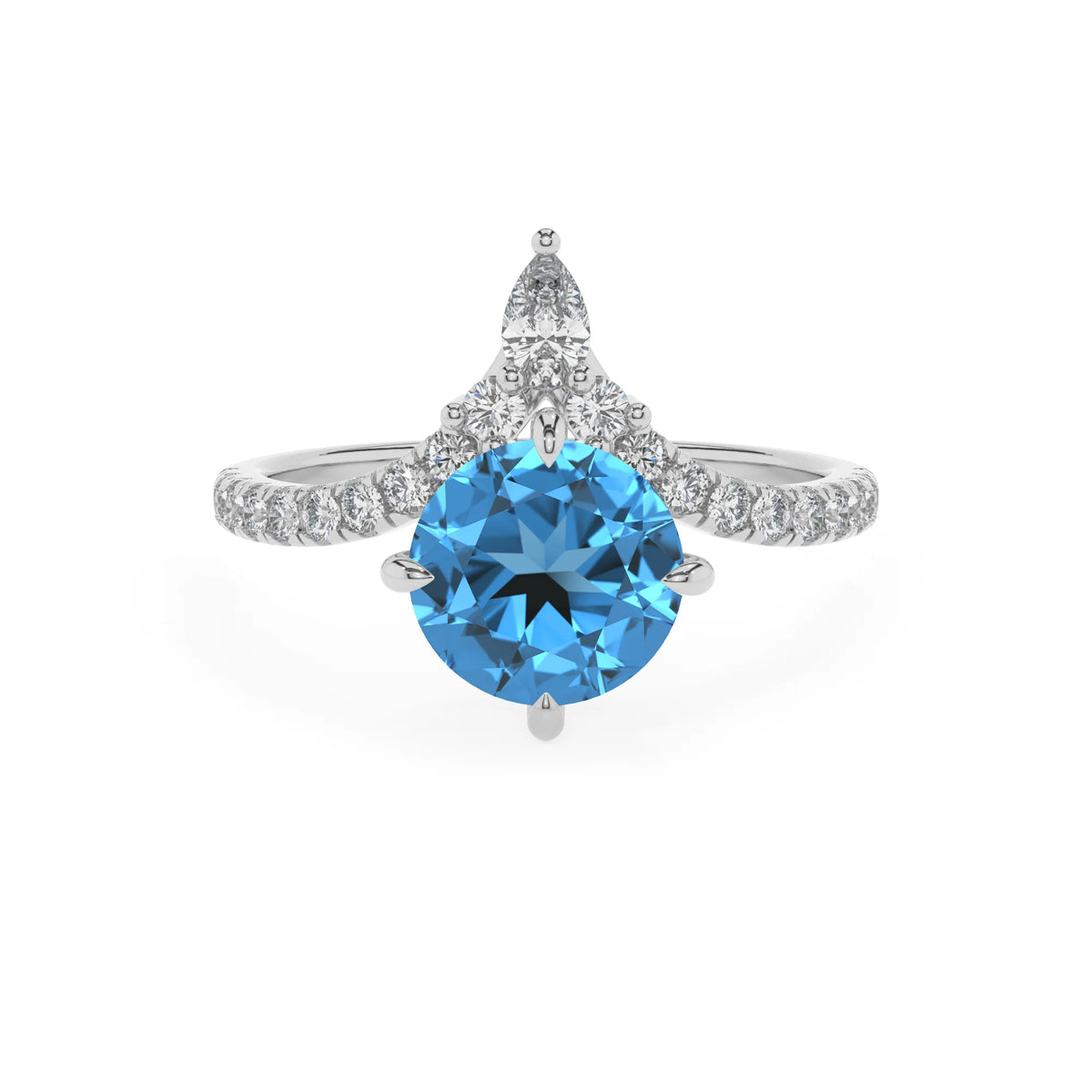 natural swiss-blue-topaz round solitaire rings in sterling silver 