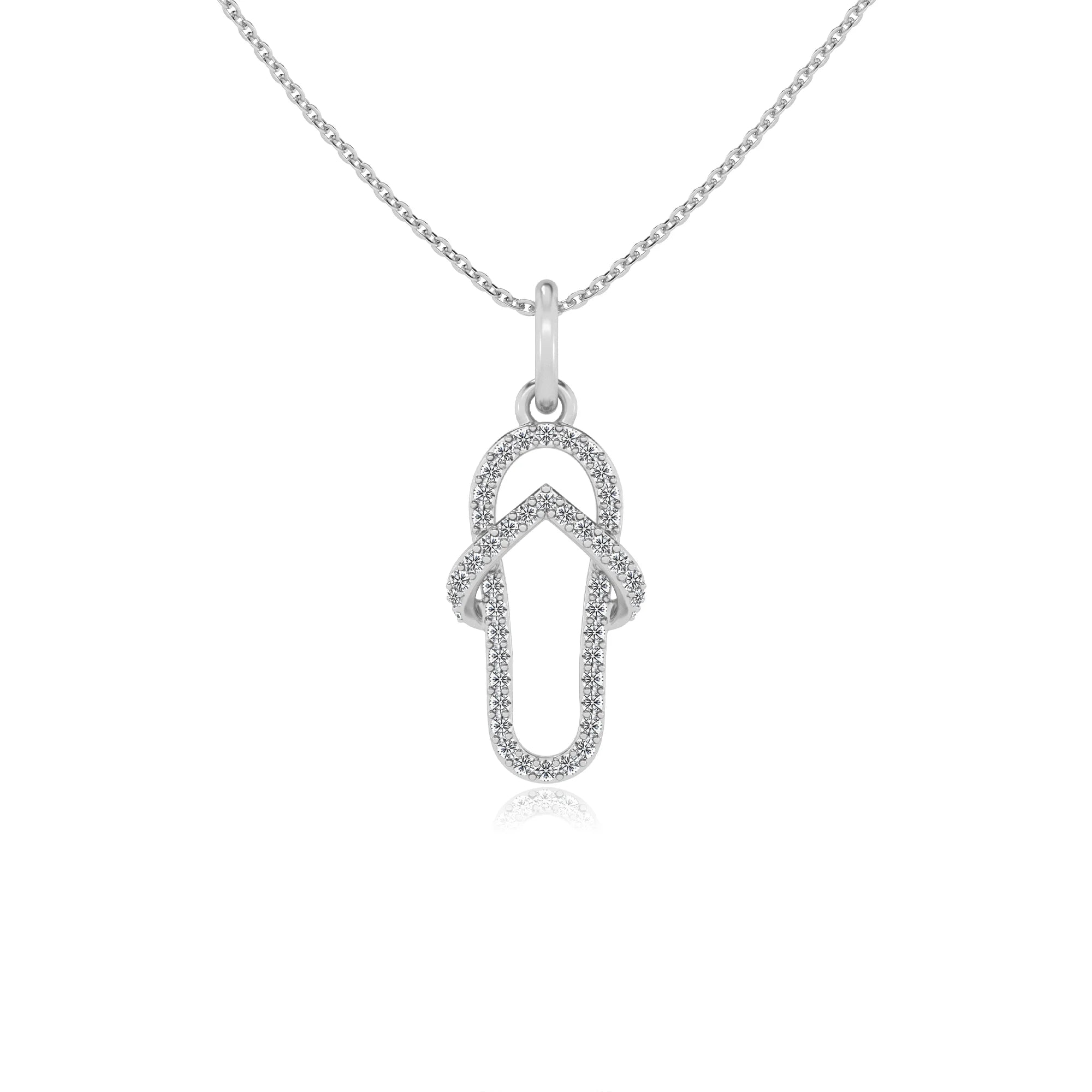 lab grown moissanite round infinity necklaces in white gold 