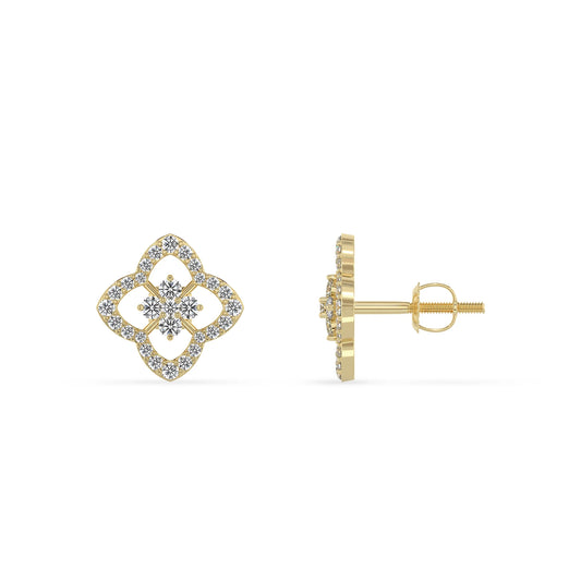 lab grown diamond round stud earrings in yellow gold 