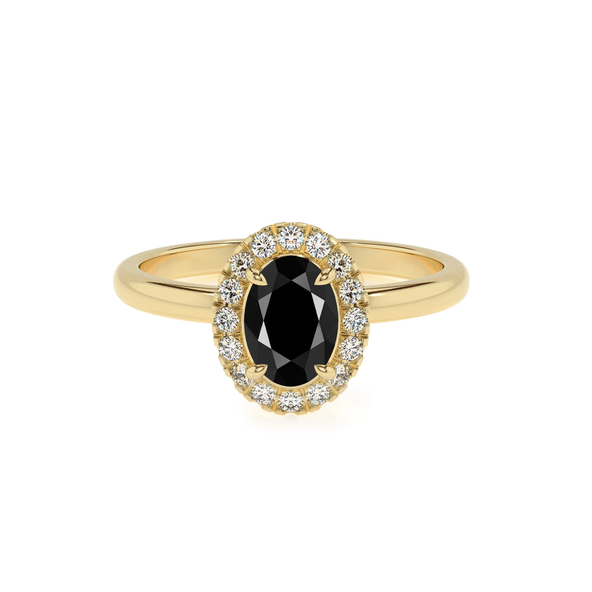 natural black-onyx oval solitaire rings in yellow gold 