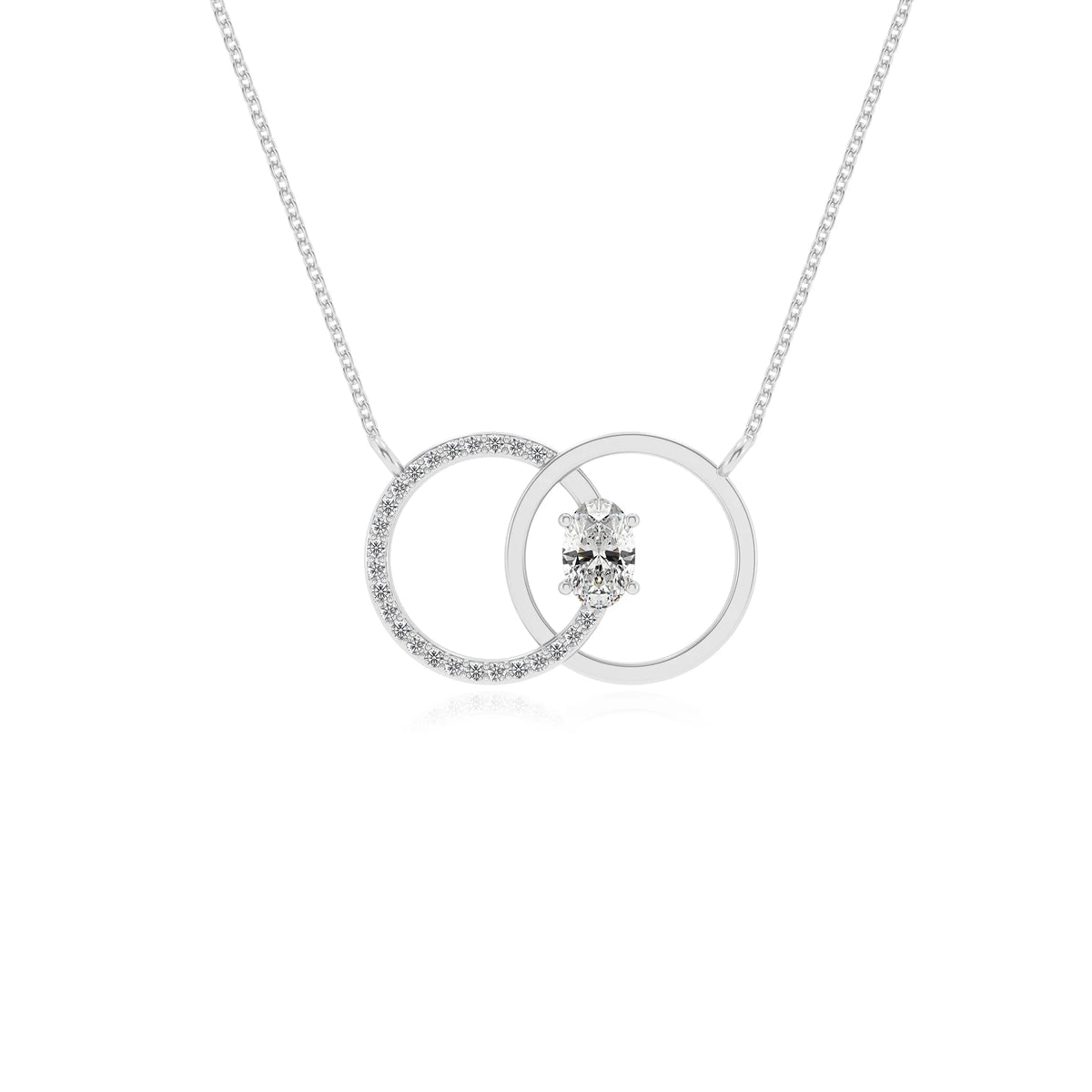 lab grown moissanite oval solitaire necklaces in white gold 