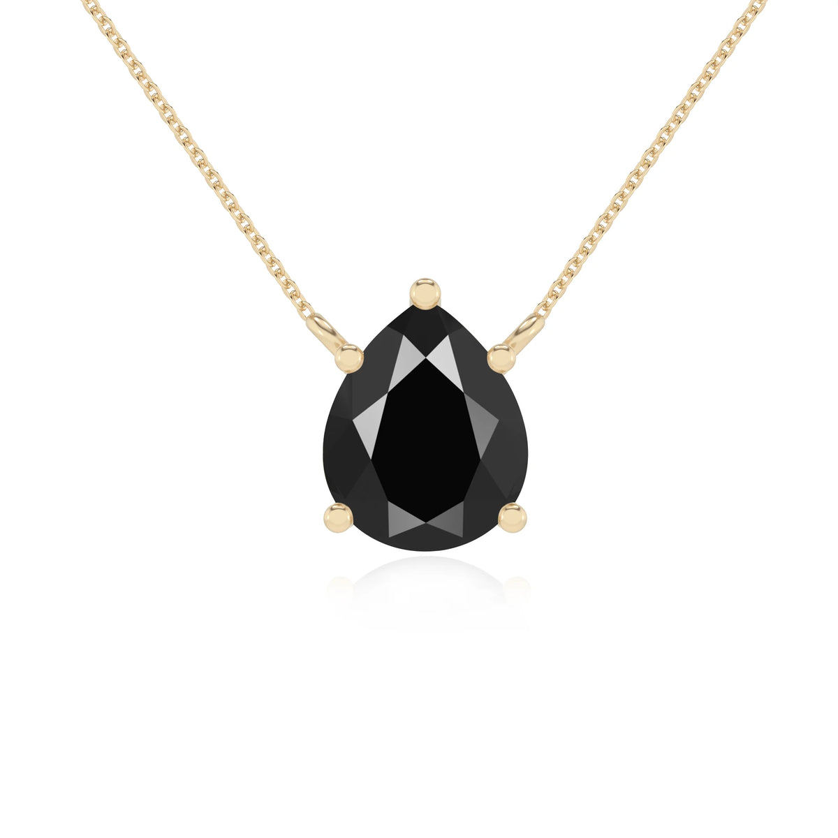 natural black-onyx pear solitaire necklaces in yellow gold 
