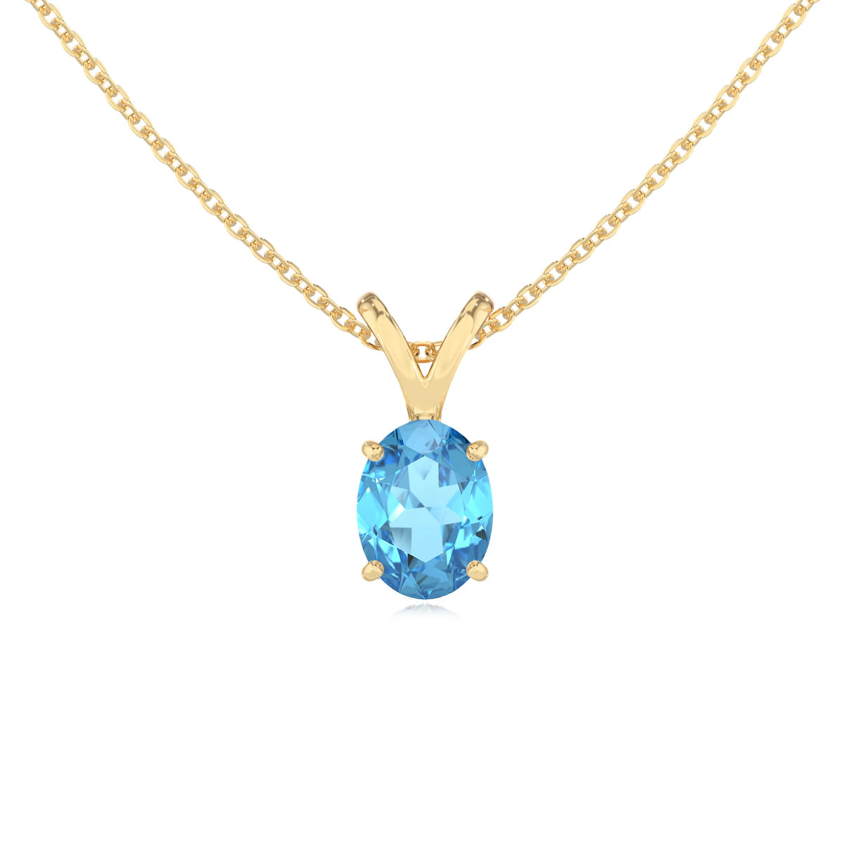 natural swiss-blue-topaz oval solitaire v-bale necklaces in yellow gold 