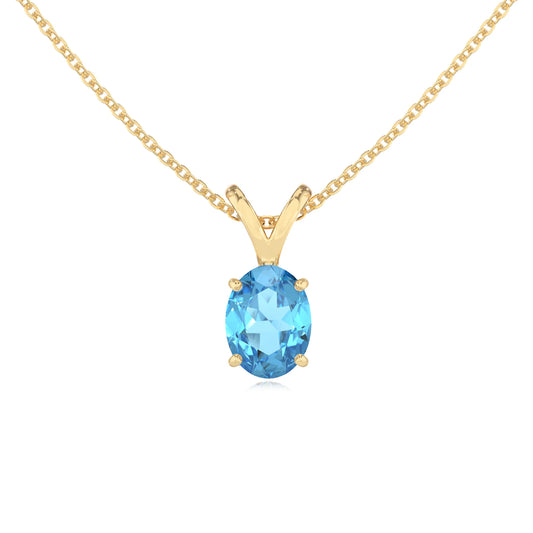 natural swiss-blue-topaz oval solitaire v-bale necklaces in yellow gold 
