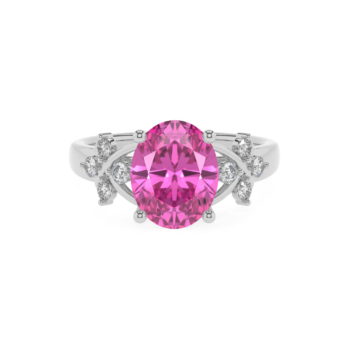 lab grown pink-sapphire oval solitaire rings in white gold 
