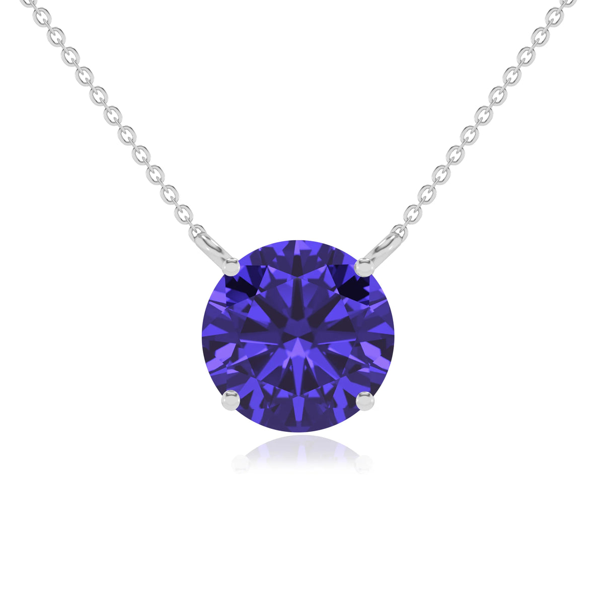 lab grown tanzanite round solitaire necklaces in platinum 