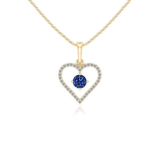 lab grown blue-sapphire round infinity necklaces in yellow gold 