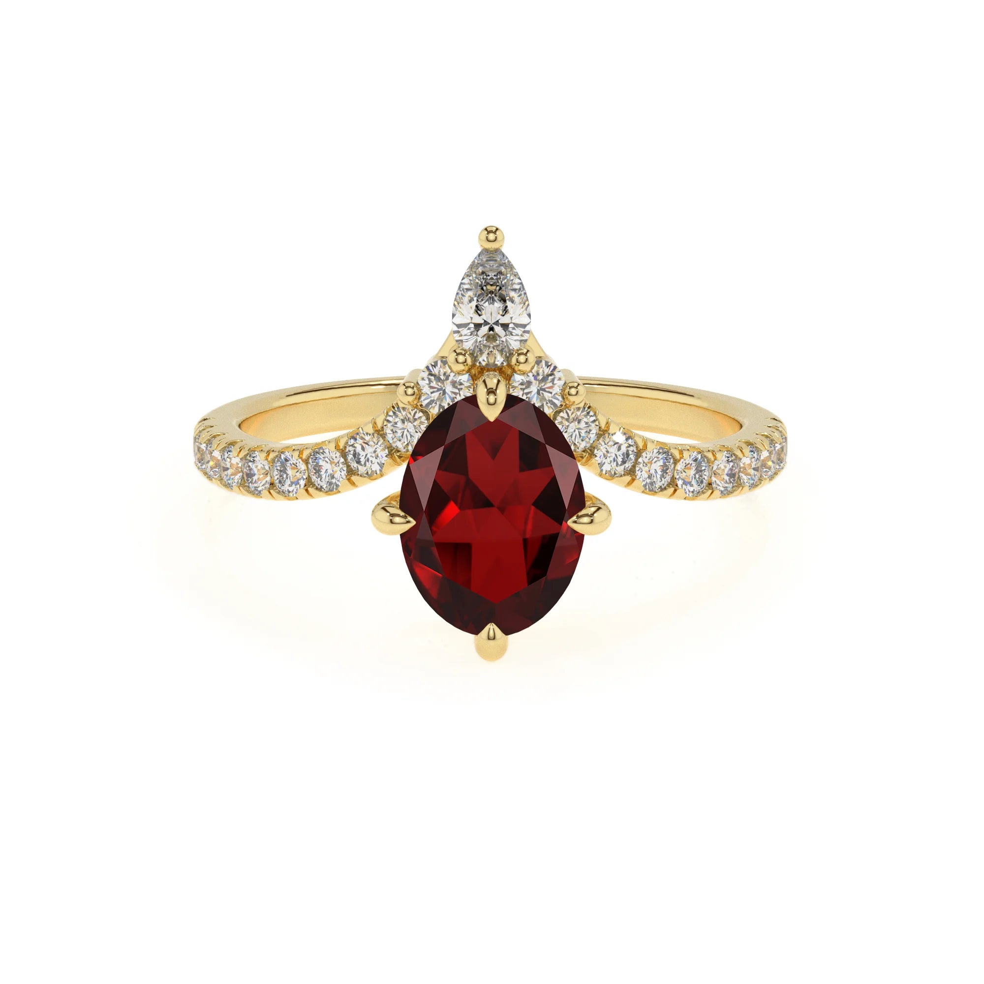 natural garnet oval solitaire rings in yellow gold 