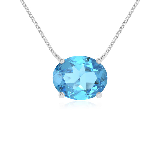 natural swiss-blue-topaz oval solitaire necklaces in sterling silver 