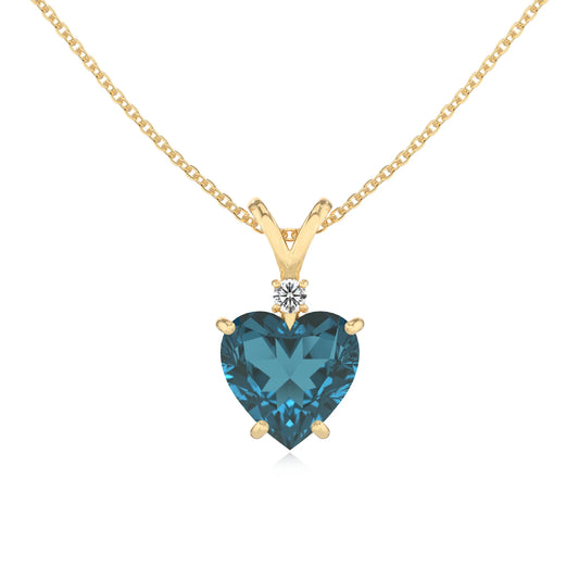 natural london-blue-topaz heart solitaire v-bale necklaces in yellow gold 