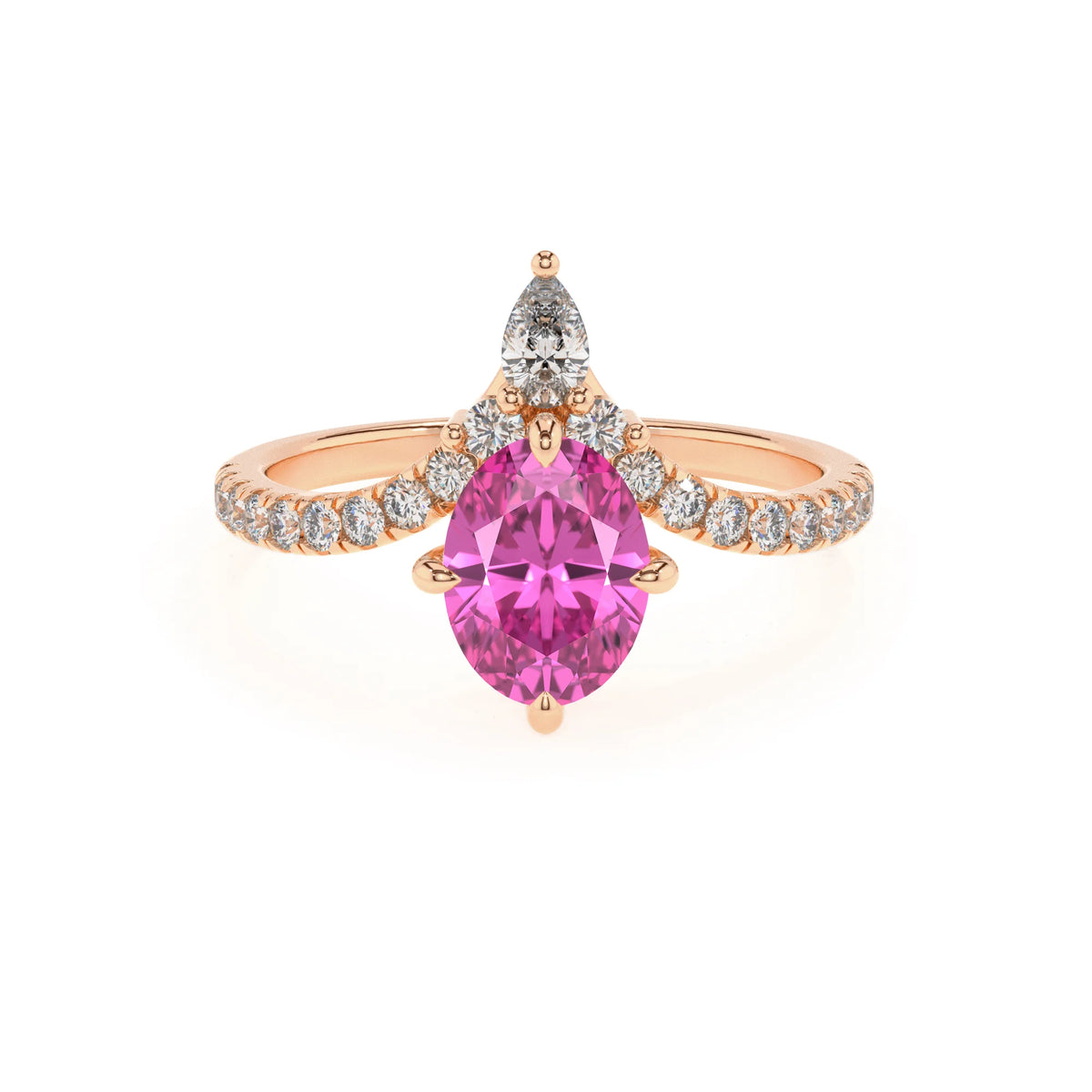 lab grown pink-sapphire oval solitaire rings in rose gold 