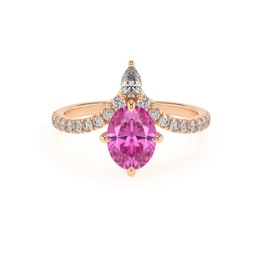 lab grown pink-sapphire oval solitaire rings in rose gold 