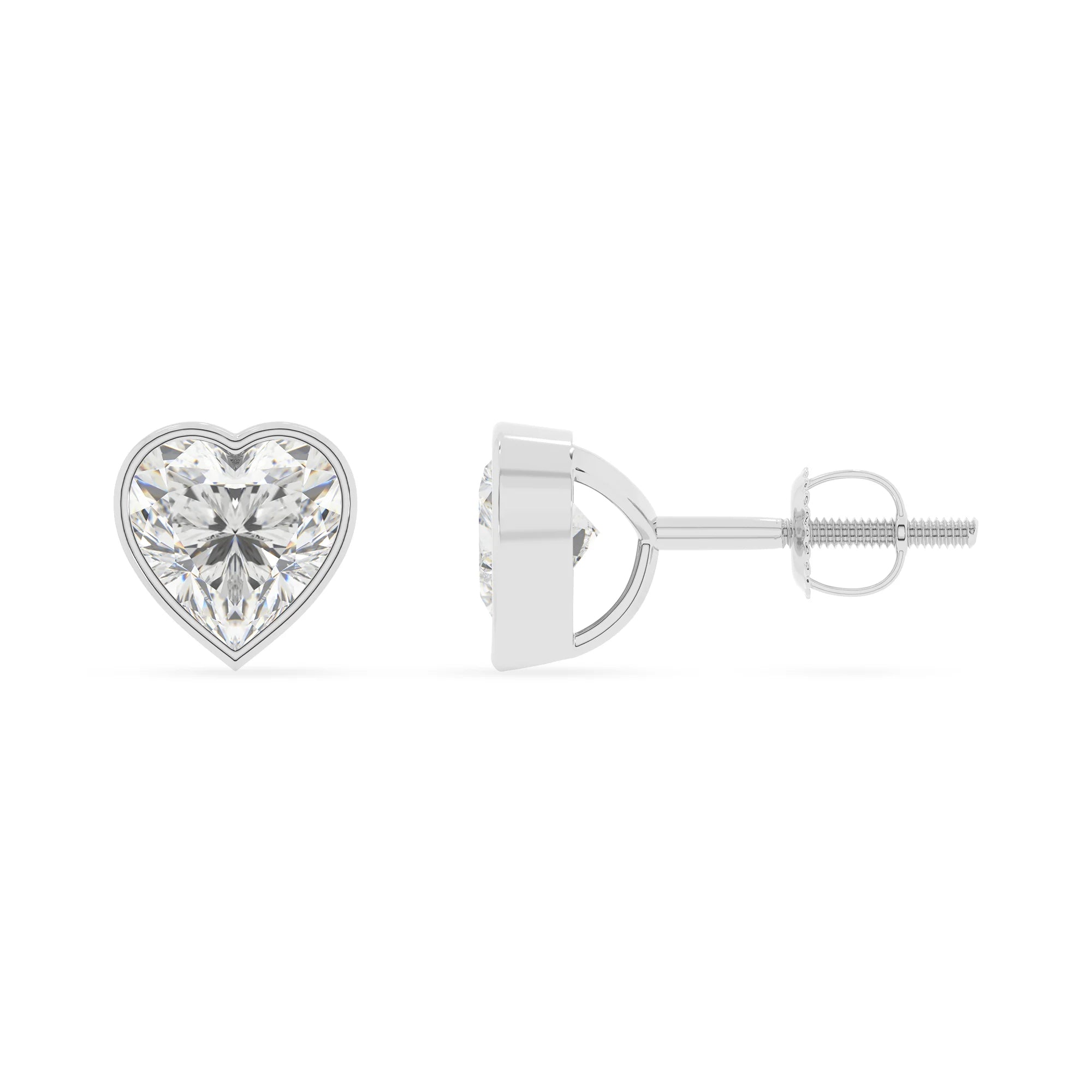 lab grown moissanite emerald cut stud earrings in white gold 