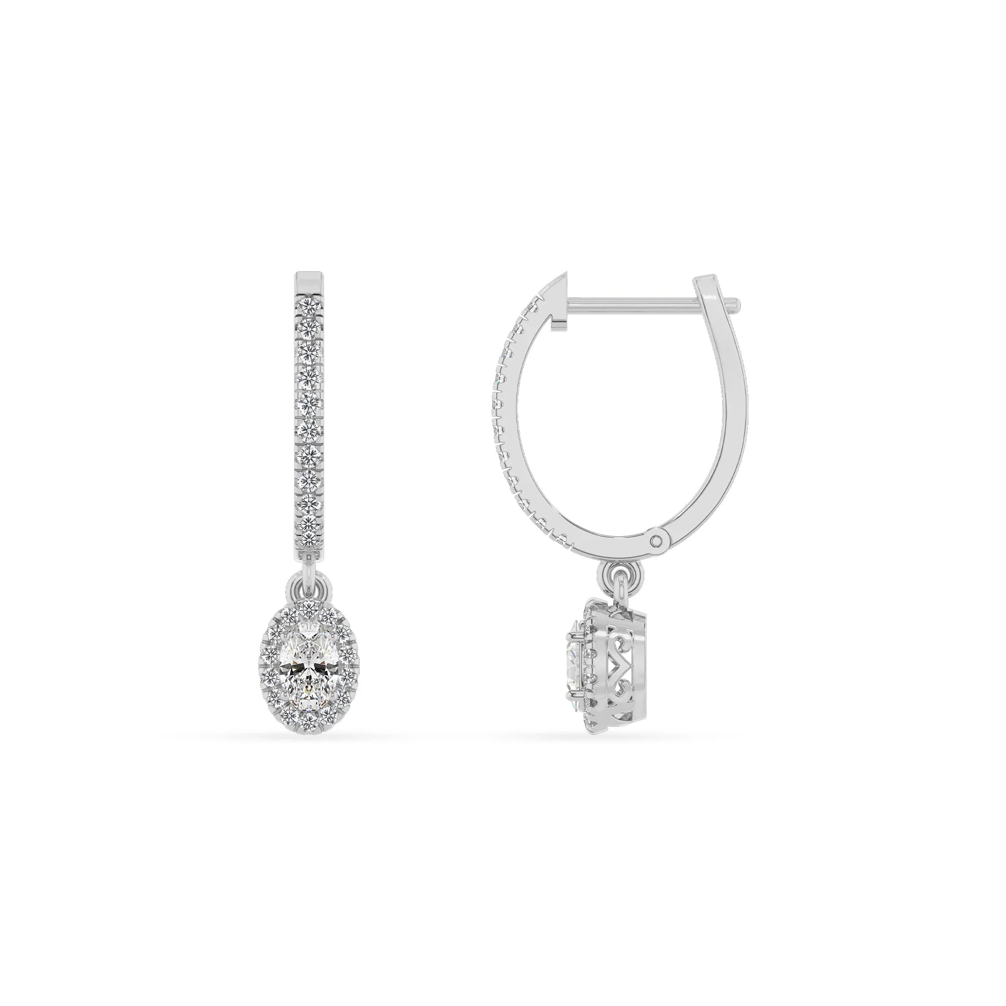 lab grown moissanite oval drop earrings in sterling silver 
